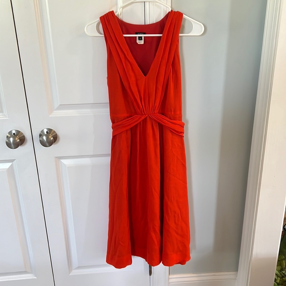 J. Crew Midi Dress (Cotton/Linen) Size 4 Orange